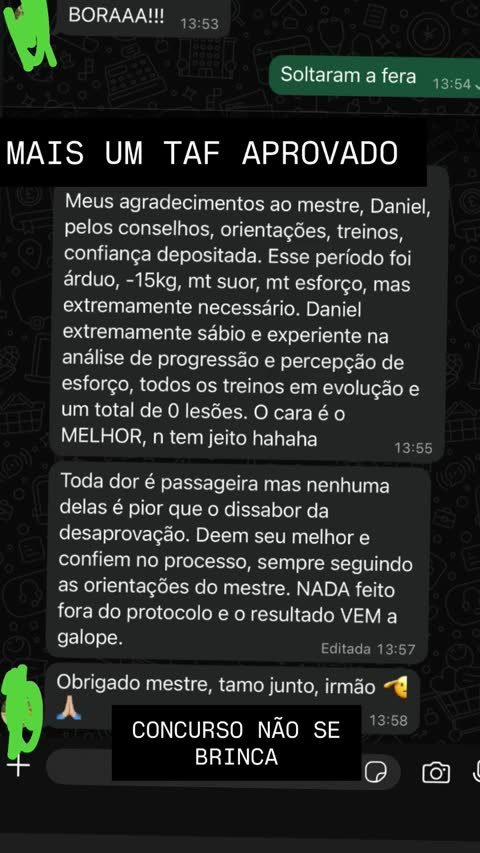 Mensagem de aluno aprovado: -15kg, 0 lesoes, o cara e o MELHOR